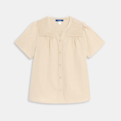 بلوزة بأكمام قصيرة وردية سادة للفتيات